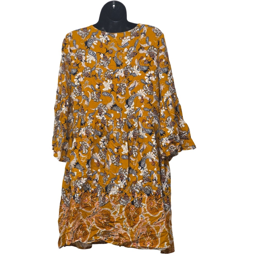 EST. 1946 Women's Small Floral Print V Neck Long Sleeve Babydoll Mini Dress - Picture 5 of 10